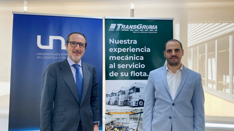 UNO El presidente de UNO, Francisco Aranda, junto al responsable de administración del taller de Transgruma, Pablo del Álamo